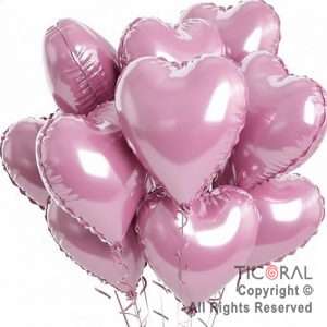 SET DE GLOBOS METALIZADOS CORAZON ROSA x 10 UNIDADES